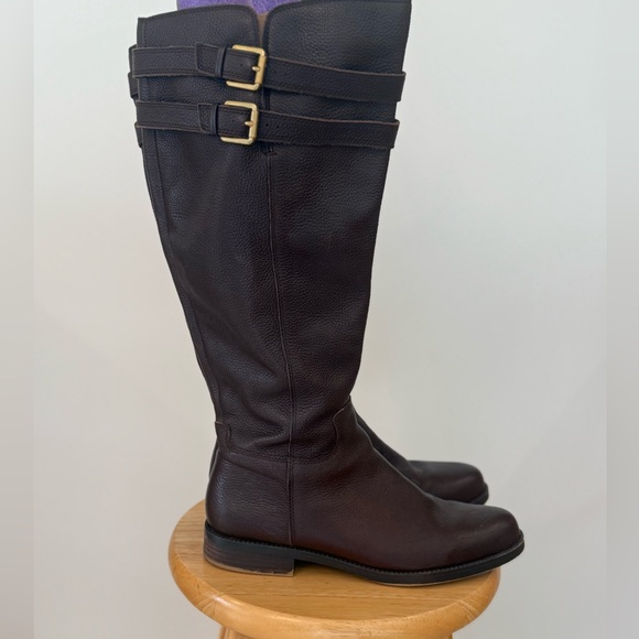 Like New! Franco Sarto Brown Leather Knee-High Boots wide calf - Picture 6 of 9